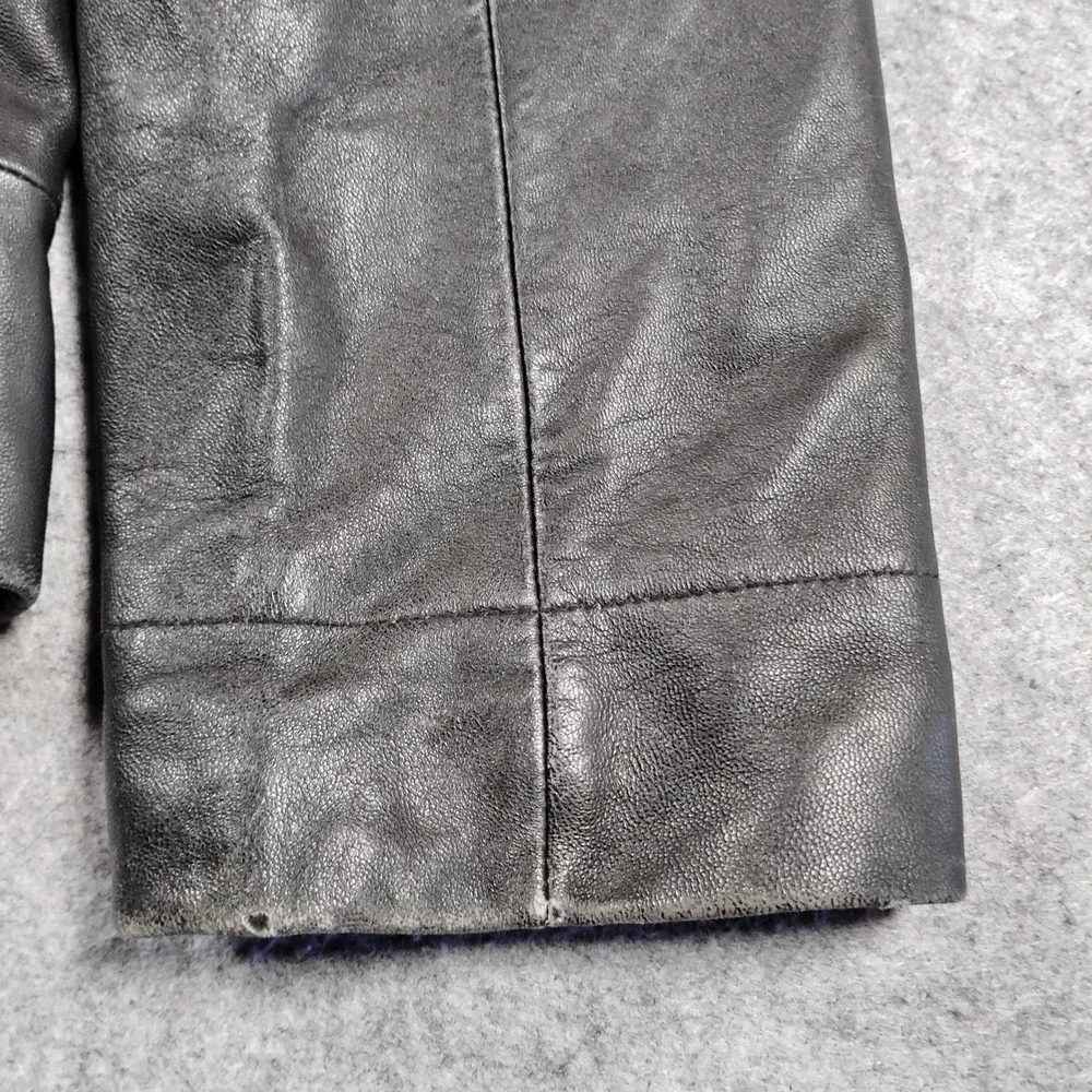 Mixit Womens Black Genuine Leather Moto Jacket Stand Collar Full Zip Size‎ Large